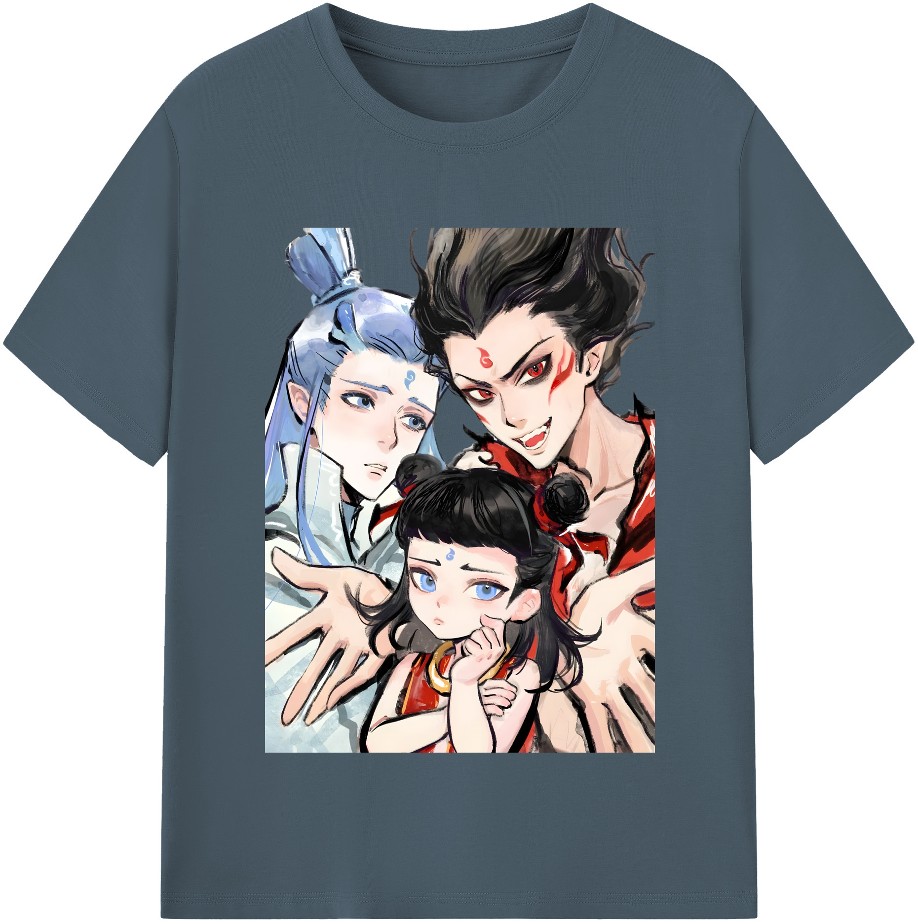 （画像用） Ne Zha 2 ナタ 魔童の大暴れ 綿100％半袖Tシャツ（フロントプリント）